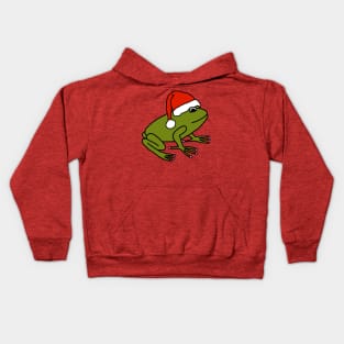 Cute Frog Wearing a Christmas Santa Hat Kids Hoodie